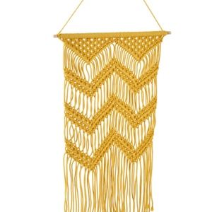 Boho Mustard Yellow Chevron Macrame Wall Hanging DORM ROOM 14" x 26" - NWT
